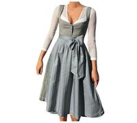 Robe traditionnelle en velours pour femme - Robe longue Dirndl pour femme avec tablier en dentelle 2 pièces - Robe traditionnelle moderne bavaroise raffinée pour la fête de la bière