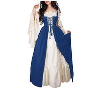 Robe Traditionnelle Irlandaise de la Renaissance, Deguisement Médiévale Renaissance Robes Maxi Parti Costume Vintage Déguisements Halloween Gothique Femmes Cosplay Carnaval Victorien 2 pièces