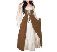 Robe Traditionnelle Irlandaise de la Renaissance, Deguisement Médiévale Renaissance Robes Maxi Parti Costume Vintage Déguisements Halloween Gothique Femmes Cosplay Carnaval Victorien 2 pièces