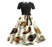 Robe Traditionnelle Midi Courte Dirndl - Femme Vêtements Costume Robe Vintage Grande Taille Robe Robe Courte Fête de La Bière Tenue Bavaroise Femme Festival ÉLégante Robe Dirndl pour l'Oktoberfest