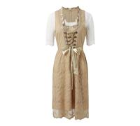 Robe traditionnelle pour femme - Beige - Grandes tailles - Avec chemisier Dirndl - Tablier en dentelle - 3 pièces - Élégante robe bavaroise moderne - Robe traditionnelle raffinée pour fête de la bière