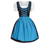 Robe traditionnelle pour femme - Noir - Robe Dirndl midi pour femme avec tablier en dentelle - 2 pièces - Élégante robe traditionnelle moderne - Tenue bavaroise raffinée pour fête de la bière