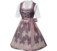 Robe traditionnelle pour femme - Rose - Courte - Avec chemisier Dirndl - Tablier en dentelle - 3 pièces - Élégante robe traditionnelle bavaroise - Robe élégante - Robe bavaroise raffinée pour la fête