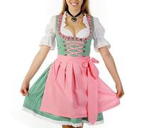Robe traditionnelle pour femme - Vert - Robe Dirndl midi pour femme avec tablier en dentelle 2 pièces - Élégante robe bavaroise moderne - Robe traditionnelle raffinée pour fête de la bière