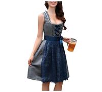Robe traditionnelle sexy pour femme - Robe Dirndl midi pour femme avec tablier en dentelle - 2 pièces - Élégante robe bavaroise moderne - Robe traditionnelle raffinée pour fête de la bière