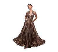 Robe trapÃšze dos nu Ã imprimÃ© femme Goddiva Maxi Marron 40