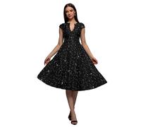 Robe trapÃšze en jacquard femme Goddiva Midi Noir 42
