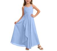 Robe trapèze Longue et Fluide en Mousseline de Soie pour Fille idéale comme Tenue cérémonie ou Demoiselle d'honneur Junior Princesse Fille 3 Ans DéGuisement Fleur Enfant Vetement 4