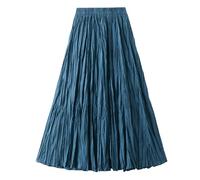 Robe trapèze plissée froncée contrôle du ventre taille haute jupe fluide unie jupes longues pour l'été décontracté pour femme jupe longue robe d'automne jupe de vacances 2023, bleu, taille unique