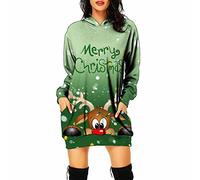Robe tricotée de Noël pour Robe Pull élégante Col Rond, Sweat-shirt à capuche motif festif Noël confortable pullover poche avant pour Fête de Noël Réunion Familiale Soirée Cinéma Cadeau Festif