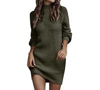 Robe tube en laine longue col roulé couleur unie décontractée pour femme pull robe chaussettes, vert, Small