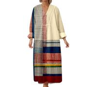 Robe tunique artistique aérée pour femme - Bretelles spaghetti - Ourlet asymétrique - Robe midi abstraite avant-garde - Mélange de motifs - Bloc de couleurs - Caftan d'été pour galerie, Style-S01