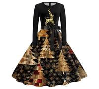 Robe Tunique Décontractée Mi Longue Femme Robe Vintage Audrey Hepburn - Vêtements De Soirée Grande Taille Classique Swing Chic Et Élégants Ourlet Ample Plissée Polyvalent