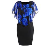 Robe Tunique Femme Officier Pas Cher Robe Maxi Chic Robe Ete Femme Mi-Longue Robe de Plage Soie Bohème Imprimé Floral Bohème Rétro Casual Hauts Lâche Robe Chic Femmes Fleurs Robe