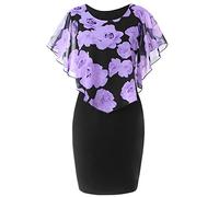 Robe Tunique Femme Officier Pas Cher Robe Maxi Chic Robe Ete Femme Mi-Longue Robe de Plage Soie Bohème Imprimé Floral Bohème Rétro Casual Hauts Lâche Robe Chic Femmes Fleurs Robe