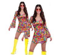 Robe Tunique Hippie Arc-En-Ciel De La Paix Des Années 60 Costume De Fête Hippy