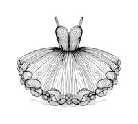 robe tutu de ballet élégante avec dessin au trait complexe et décolleté en cœur Stickers muraux 54.6x62cm N'abîme pas le mur Noir