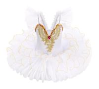 Robe Tutu De Ballet Swan Lake pour Fille, Justaucorps Caraco Costume De Princesse Ballerine,Blanc,120