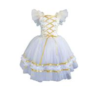 Robe Tutu De Princesse À Lacets À Fleurs pour Fille, Costume De Performance Ballerine en Tulle pour Danse Et Fête,110