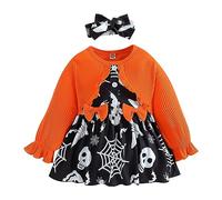 Robe Tutu d'halloween pour bébé Fille Robe à Manches Longues en Forme de Citrouille pour Enfant Bambine Jupes en Dentelle 2025 Noel Halloween