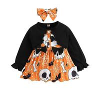 Robe Tutu d'halloween pour bébé Fille Robe à Manches Longues en Forme de Citrouille pour Enfant Bambine 2025 Jupes en Dentelle Noel Halloween