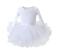 Robe Tutu pour Filles idéale pour Les Performances et l'expression de la personnalité Disponible en Versions à Manches Longues et sans Manches (White, L-120)