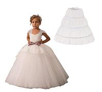 Robe Tutu Pour Filles Robe De Princesse, 3 Cerceau Fille Fleur Crinoline Jupon, Jupon Fille Demi-Slip, Robe De Cérémonie Pour Communion Mariage Demoiselle D'honneur (Blanc,55cm)