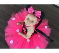 Robe Tutu rouge Rose pour filles, ensemble de princesse Minnie pour fête d'anniversaire, avec bandeau, Costume d'halloween à pois, Cosplay, 2021 Lavande