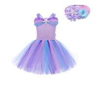 Robe tutu scintillante pour fille, robe de fête, costume de fée, tenue de récital de ballet sur le thème de la mer avec appliques de sequins pour concours, événements festifs (Light Purple, 6-7 Years)