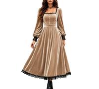 Robe Velours Femme Halloween Dentelle Décolleté Carré Maxi | Robe velours maxi dentelle, décolleté carré, manches longues. Parfaite pour Halloween et mariages d'hiver chic