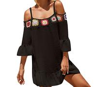 Robe Verte Femme - Crochet Bikini Cover Up Beach Slip Cutout Robe irrégulière Maillots de Bain Cover Ups Beachwear Robes Droites