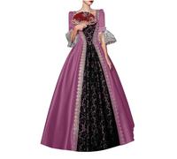 Robe Victorienne Femme Gothique Grande Taille Maxi Robe RéTro MéDiéVale Renaissance Baroque Manche Trompette Cour Swing Robes Reine Medievale Moyen Age Vintage Deguisement Princesse Adulte Halloween