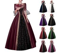 Robe Victorienne Femme Gothique Grande Taille Maxi Robe RéTro MéDiéVale Renaissance Baroque Manche Trompette Cour Robes Reine Medievale Moyen Age Vintage Deguisement Princesse Adulte Halloween 2026