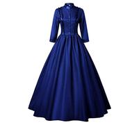 Robe Victorienne Femme Vintage, Robe De Bal Femme Manche Longue Couleur Unie Coupe Fluide Grande Taille Chic Gothique Médiévale Renaissance Cour Steampunk Cosplay Halloween Carnaval Longue Dress
