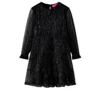 Robe - vidaXL - Manches longues - Noir - Tulle avec sequins - Taille 104 (3-4 ans) 3-4 ans