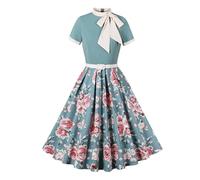 Robe Vintage Années 50 Femme Retro Glamour Pin-Up Chic Et Elegant Manches Courts Robes Au Genou Polka Dot 1950's Swing Casual Dress De Cocktail Bal Cérémonie Audrey Hepburn