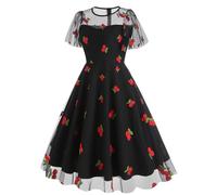 Robe Vintage Années 50 Femme Retro Rockabilly Pin Up Chic Et Elegant Manches Courts Robes Au Genou Dos Nu Année 40 50 60 Swing Décontractée Dress De Mariage Cérémonie Cocktail Bal