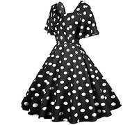 Robe Vintage Années 50 Femme Retro Rockabilly Pin-Up Chic Et Elegante Robes sans Manche Polka Dot Années 40 50 60 Swing Décontractée Dress De Bal Mariage Cocktail Cérémonie