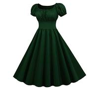 Robe Vintage Années 50 Femme Retro Rockabilly Pin Up Élégante Robes Dos Nu San Manche Décolleté en Cœur Polka Dot Trapèze Mariage Cocktail Soirée Décontractée Cérémonie Fête au Genou Midi S-XXL