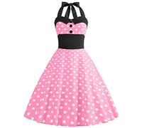 Robe Vintage Années 50 Femme Retro Rockabilly Pin Up Élégante Robes sans Manche Dos Nu Décolleté en Cœur Polka Dot Trapèze Mariage Cocktail Soirée Fête Cérémonie Décontractée au Genou #Rose Rouge M
