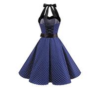 Robe Vintage Années 50 Femme Retro Rockabilly Pin Up Élégante Robes sans Manche Dos Nu Décolleté en Cœur Polka Dot Trapèze Mariage Soirée Cocktail Fête Cérémonie Décontractée au Genou Midi S-XXL