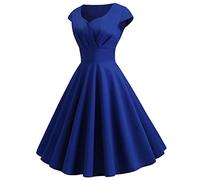 Robe Vintage AnnéEs 50 Pin Up Femme à Pois Mi Longue Elégante Style 1950's Audrey Hepburn Soirée Cocktail Sans Manches Rockabilly Swing Plissée