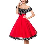 Robe Vintage AnnéEs 50 Pin Up Femme à Pois Vintage Rétro Imprimée à Pois Mi Longue Elégante Style 1950's Audrey Hepburn Robe de Soirée Cocktail sans Manches Rockabilly Swing Plissée Robe Année 50