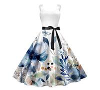 Robe Vintage Années 50 Pin Up Femme Crayon,Rétro Robe De Soiree Chic Et Élégant Col Rond De Cocktail Vintage Dress Année 50S Pin-Up Rockabilly Swing Dress De Bal Quick Dry