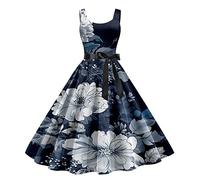 Robe Vintage Années 50 Pin Up Femme Crayon,Rétro Robe De Soiree Chic Et Élégant Col Rond De Cocktail Vintage Dress Année 50S Pin-Up Rockabilly Swing Dress De Bal Quick Dry