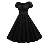 Robe Vintage AnnéEs 50 Pin Up Femme Crayon,Rétro Robe de Soiree Chic et Élégant Col Rond Robe de Cocktail Manches Courtes Vintage Robe Année 50s Pin-up Rockabilly Swing Robe de Bal