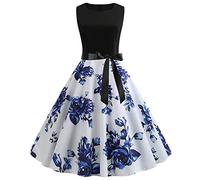 Robe Vintage AnnéEs 50 Pin Up Femme Crayon,Rétro Robe de Soiree Chic et Élégant Col Rond Robe de Cocktail Manches Courtes Vintage Robe Année 50s Pin-up Rockabilly Swing Robe de Bal