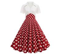 Robe Vintage AnnéEs 50 Pin Up Femme ImpriméE à Pois Mi Longue EléGante Style 1950'S Audrey Hepburn Froncé à Volants Robe AnnéE 60 Rockabilly Oversize l'ourlet Comfort