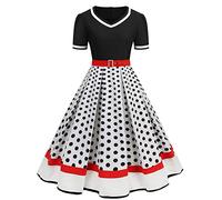 Robe Vintage AnnéEs 50 Pin Up Femme ImpriméE à Pois Mi Longue EléGante Style 1950'S Audrey Hepburn Froncé à Volants Robe AnnéE 60 Rockabilly Oversize l'ourlet Comfort