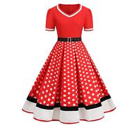 Robe Vintage AnnéEs 50 Pin Up Femme ImpriméE à Pois Mi Longue EléGante Style 1950'S Audrey Hepburn Froncé à Volants Robe AnnéE 60 Rockabilly Oversize l'ourlet Comfort